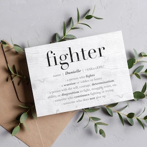 Fighter Custom Name Grußkarte, Ermutigungskarte, personalisiertes Freundgeschenk, motivierendes Zitat, Girl Boss Geschenk, Fighter GREETING CARD
