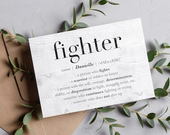 Fighter Custom Name Greeting Card, Encouragement Card, Personalized Friend Gift, Motivational Quote, Girl Boss Gift, Fighter GREETING CARD