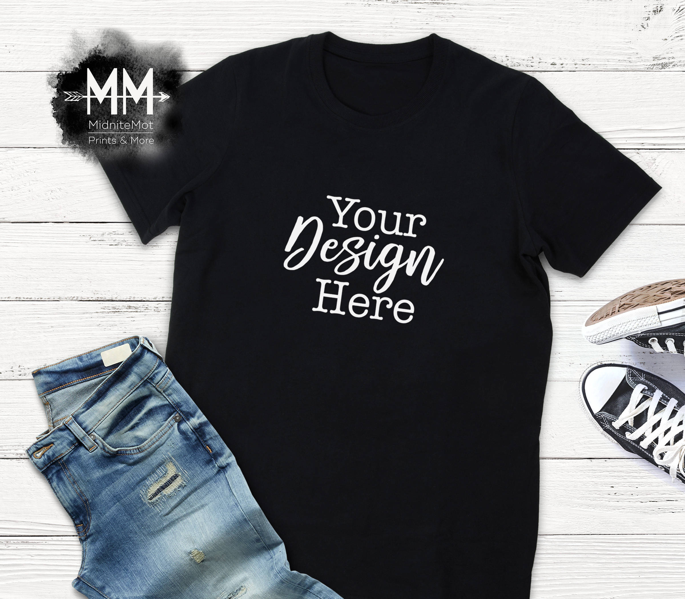 Download Black T-Shirt Mockup Black Shirt Flat Lay Display Short | Etsy