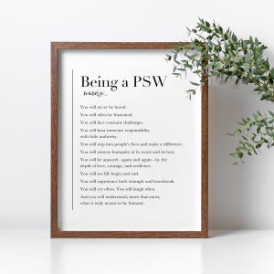 Personal Support Worker Quote Print, Framed Gift for Caregivers, PSW Appreciation, Inspirational Poem, Healthcare Worker Gift, Thank You PSW