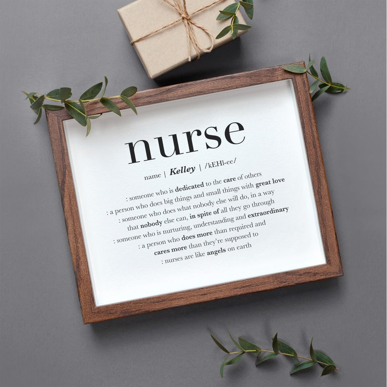 Personalized Gifts for Nurse, FRAMED Nurse Sign, Nurse Appreciation Gifts, Thank You Nurse, Nurse Retirement Leaving Gift, Nurse Definition White_Horizontal