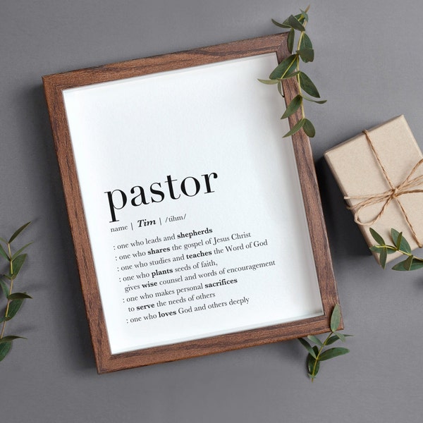 Pastor Gift Ideas, Pastor Definition, DIGITAL DOWNLOAD, Minister Gift, Church Leadership Gift, Personalized Sign For Home, Youth Pastor Gift