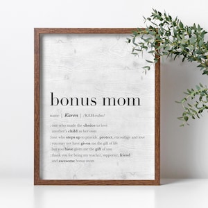 FRAMED Bonus Mom Gift, Personalized Stepmom Gift, Mother’s Day Gift for Stepmom, Meaningful Wall Art, Blended Family Gifts for Her, Keepsake
