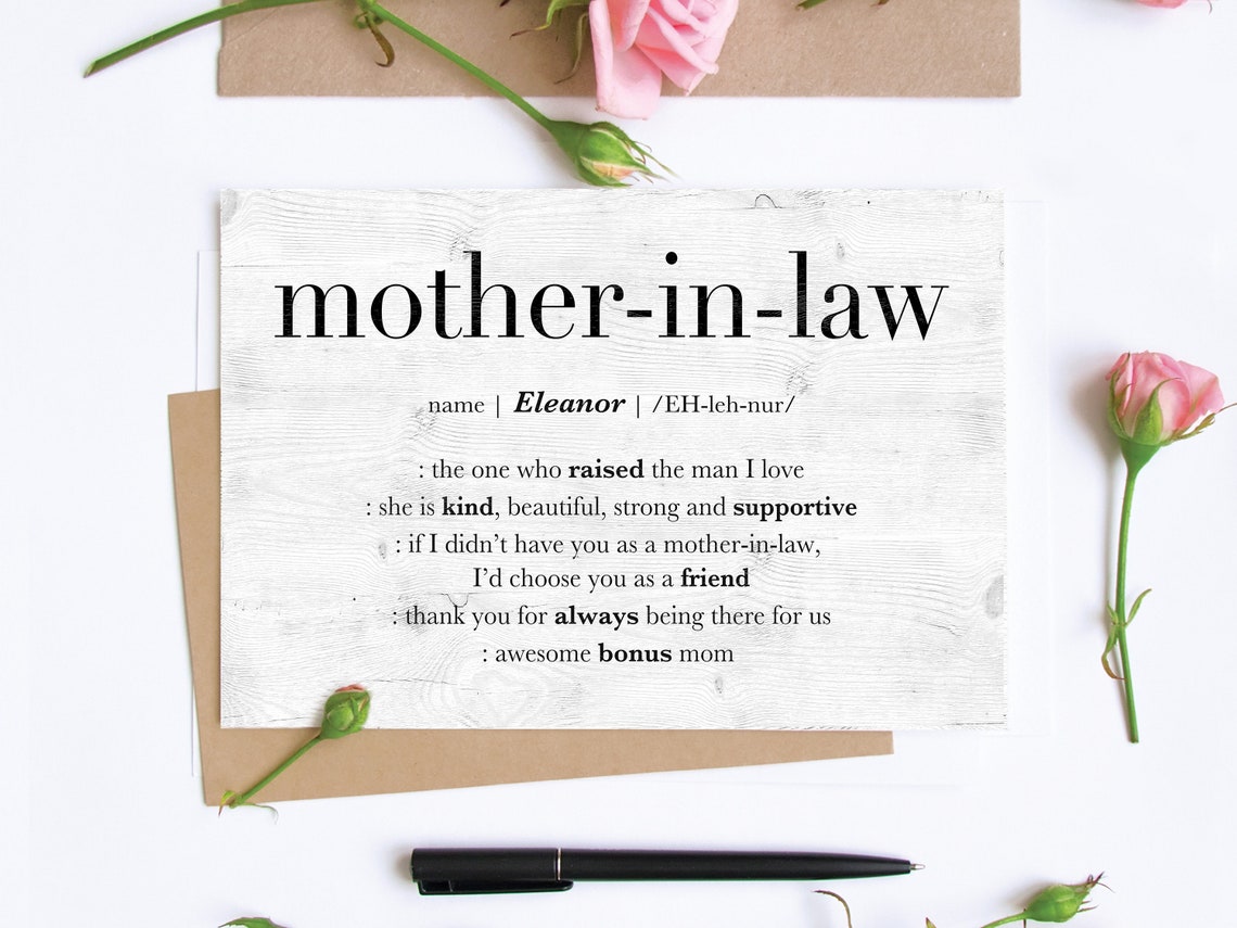 Personalized Mother in Law Card Custom Mother in Law Gift Etsy