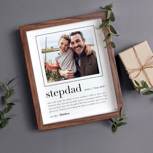 Personalized Step Dad Gift, Fathers Day Gift for Stepdad, Custom Step Dad Picture Frame, Stepdad Gift On Wedding Day, Stepped Up Dad Print