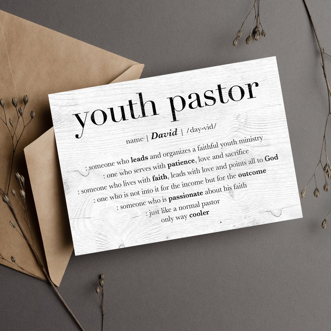 Custom Youth Pastor Thank You Card Pastor Gifts For Men Etsy