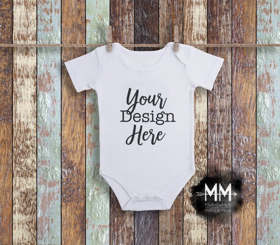 Blank Baby Bodysuit Hanging Mockup White Short Sleeve Etsy