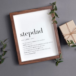 Personalized Fathers Day Gift for Stepdad, Stepdad Printable Gift, Custom Name Sign for Step Dad Stepfather Encouragement Print, Bonus Dad