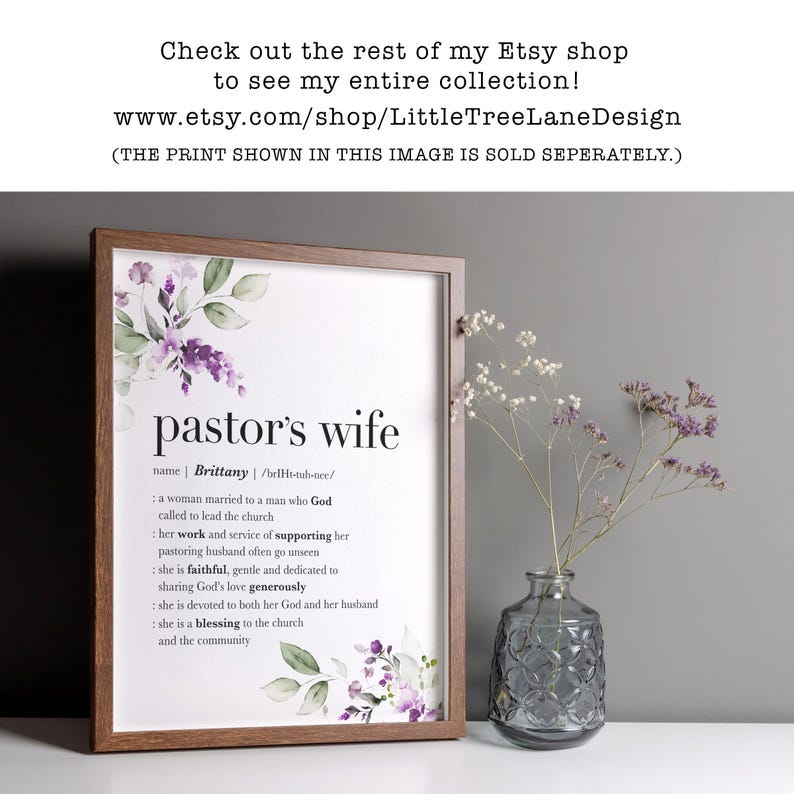 FRAMED Pastor's Wife Gift, Custom Photo and Definition Print for ...