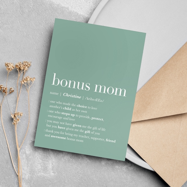 Bonus Mom Gift, Bonus Mom Mothers Day Card, Bonus Mom Mother's Day Gift, Bonus Mom Card Personalized Gifts For Mom, Stepmom Gift, Printable