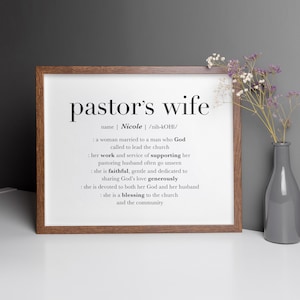 Pastors Wife Printable Sign, DIGITAL DOWNLOAD, Personalized Pastor Wife Definition, Pastors Wife Appreciation Gift, Youth Pastor Retirement