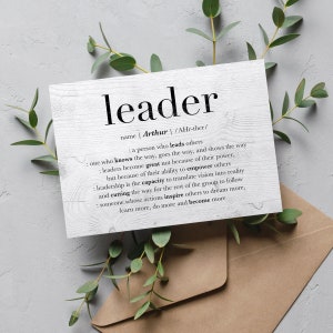 Personalized Leader Card, Custom Leadership Gifts For Women, Thank You Cards For Mentor, Recognition Certificate, Manager Card, Boss Card