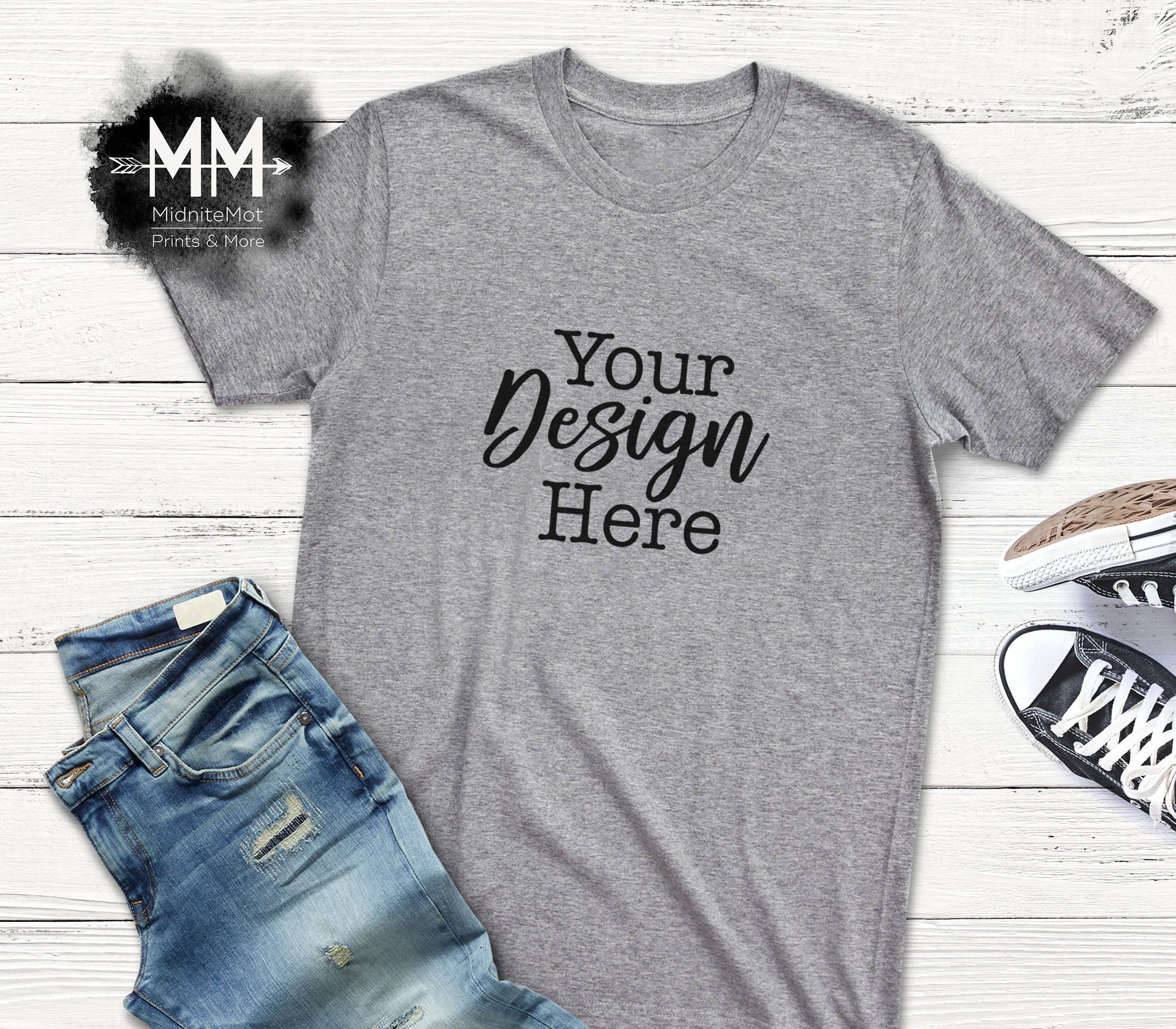 Download Maqueta de camiseta manga corta camisa gris pantalla maqueta | Etsy