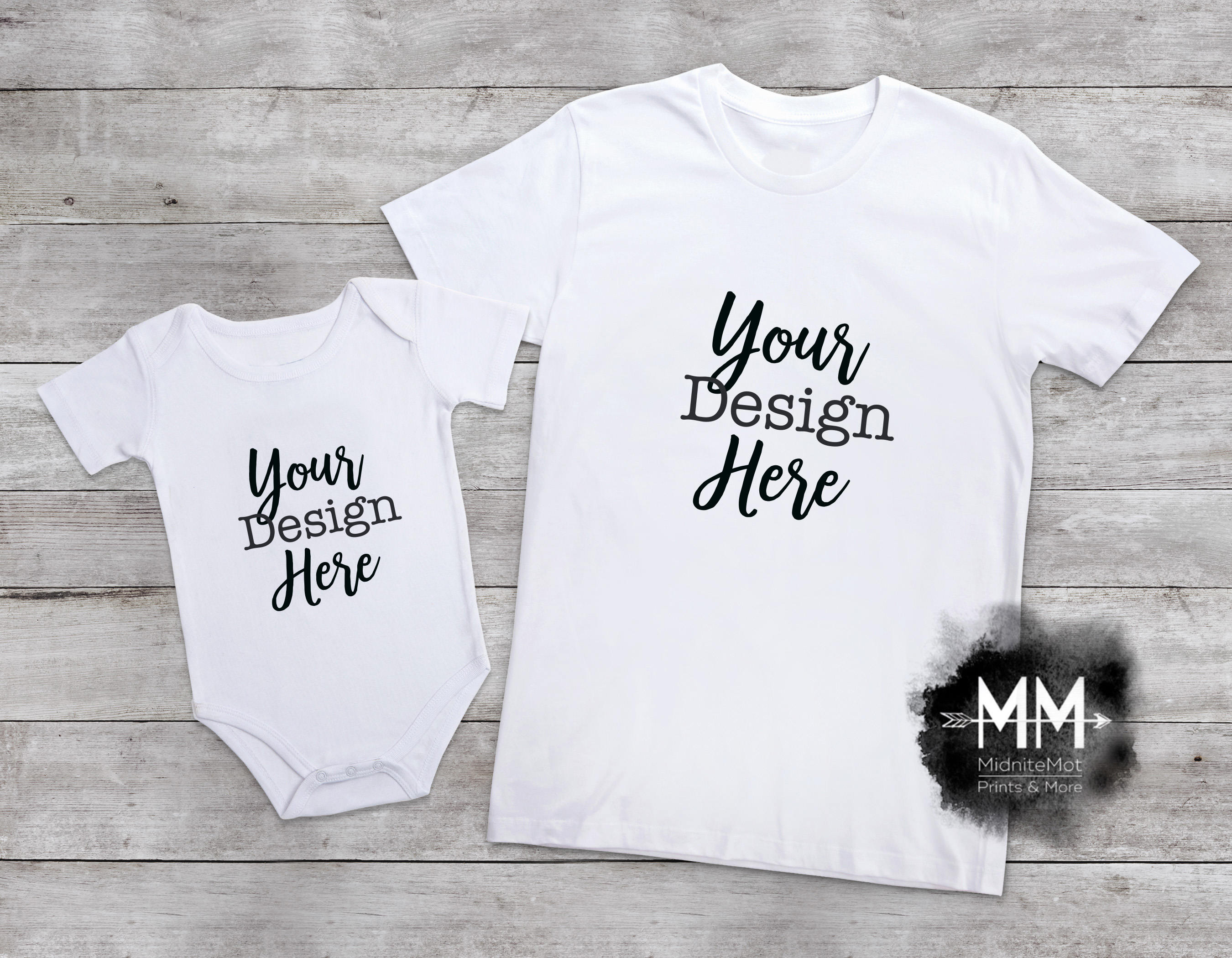 Download Baby Bodysuit Mockup and White T-Shirt Mockup Matching ...