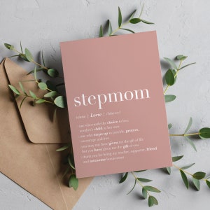 Stiefmoeder Cadeau, Stiefmoeder Moeders Dagkaart, Stiefmoeder Moederdag Cadeau, Stiefmoeder Kaart Gepersonaliseerde Geschenken voor moeder, Bonus Moeder Cadeau