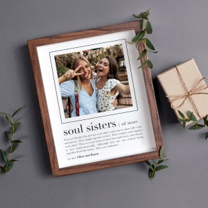 FRAMED Best Friend Birthday Gift for Her, Soul Sister Definition Print, Soul Sisters Customize Photo Gift, Best Friend Gift, Dorm Wall Decor