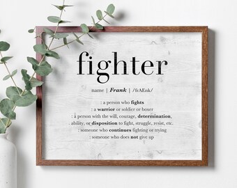 Custom Name Sign, Personalized Friend Gift, Inspirational Quote Wall Art Print, Cancer Survivor Gift, Girl Boss Gift, Fight Beat Cancer Sign