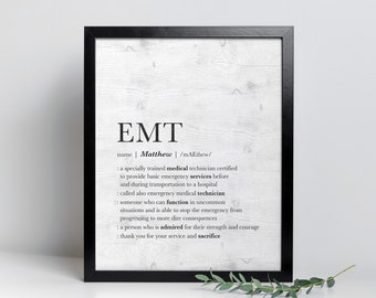 EMT Gifts, First Responder FRAMED Gifts, Personalized Paramedic Gift, Emt Prints, First Responder Award, Gift for Emt Wall Art, Ems Decor