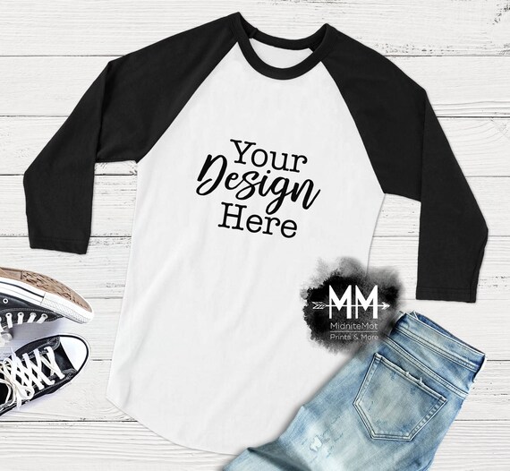 Download T-Shirt Mockup Black Sleeve Raglan Shirt Display Styled | Etsy