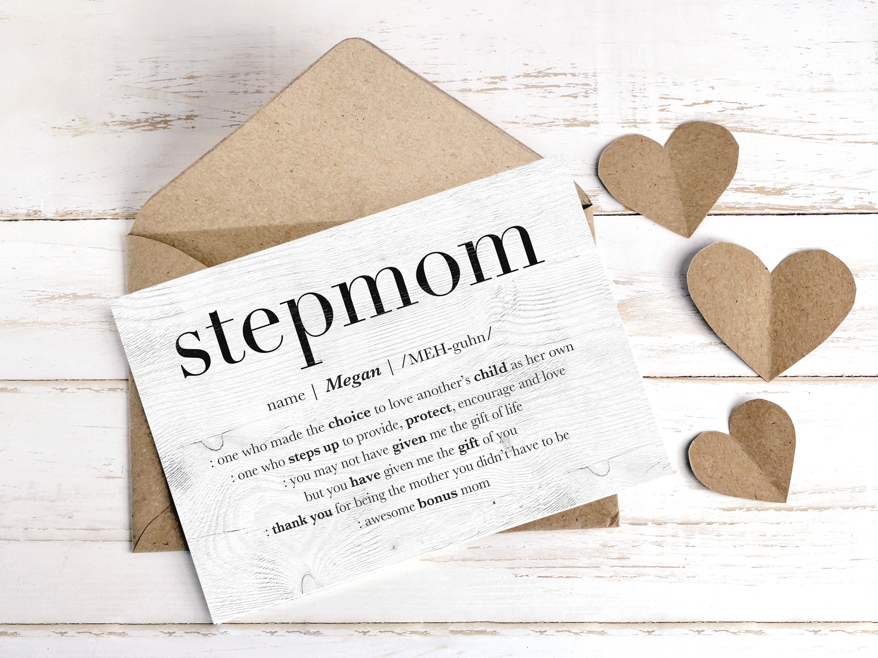 Mothers Day Card for Stepmom Stepmother Birthday Card Custom Etsy