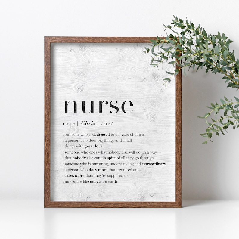 Personalized Gifts for Nurse, FRAMED Nurse Sign, Nurse Appreciation Gifts, Thank You Nurse, Nurse Retirement Leaving Gift, Nurse Definition Woodgrain_Vertical