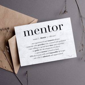 Carte de mentor personnalisée, cadeau pour patron, carte de remerciement de mentor personnalisée, cadeau de mentor personnalisé pour femme, appréciation de mentor, carte de retraite