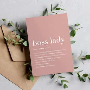 Biglietto di ringraziamento personalizzato Boss Lady, STAMPABILE, Regali di leadership, Regalo Boss ragazza per le donne, Regalo per la sua carta di pensionamento Boss Boss Babe, DIGITALE