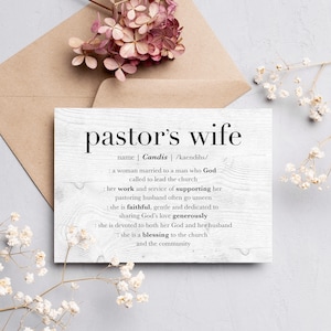 Pastor's Frau Dankeskarte, benutzerdefinierte Pastor Frau Wertschätzung Geschenk, personalisierte Pastor Frau Karte, Pastor Frau Geschenkidee, Pastor Ruhestand