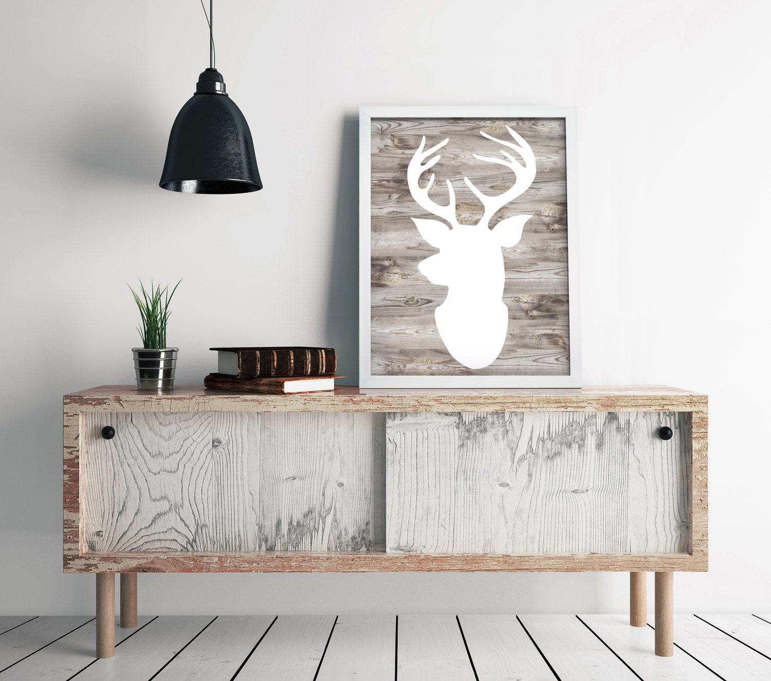 Deer Head Print Rustic  Home  Decor  Antler Decor  Woodland Etsy 