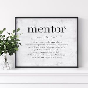 Personalized Gift for Mentor, Thank You Mentor Print Sign, Custom Mentor Gift for Men, Mentor Appreciation, Retirement Gift for Boss, Framed