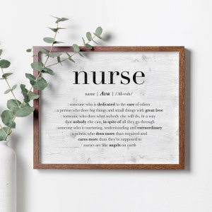 Personalized Gifts for Nurse, FRAMED Nurse Sign, Nurse Appreciation Gifts, Thank You Nurse, Nurse Retirement Leaving Gift, Nurse Definition Woodgrain_Horizontal