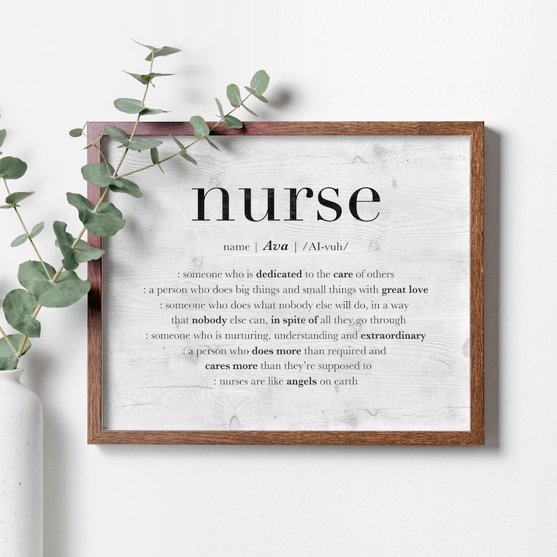 Personalized Gifts for Nurse, FRAMED Nurse Sign, Nurse Appreciation Gifts, Thank You Nurse, Nurse Retirement Leaving Gift, Nurse Definition Woodgrain_Horizontal