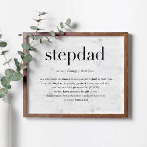 Personalized Fathers Day Gift for Stepdad, Stepdad Printable Gift, Custom Name Sign for Step Dad Stepfather Encouragement Print, Bonus Dad