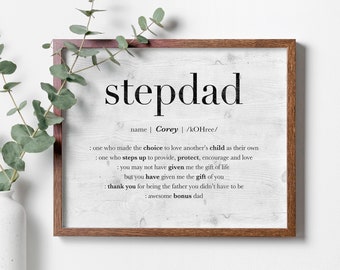 Personalized Fathers Day Gift for Stepdad, Stepdad Printable Gift, Custom Name Sign for Step Dad Stepfather Encouragement Print, Bonus Dad