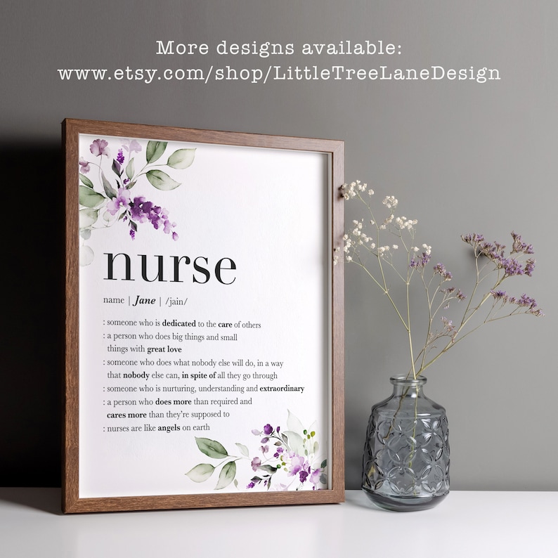 Personalized Gifts for Nurse, FRAMED Nurse Sign, Nurse Appreciation Gifts, Thank You Nurse, Nurse Retirement Leaving Gift, Nurse Definition image 6