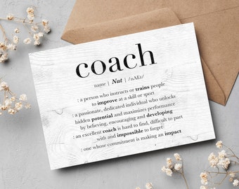 Personalized Basketball Coach Card, Custom Mentor Thank You Card, Hockey Coach Retirement Card, Gift For Coach, Baseball Coach, Soccer Coach