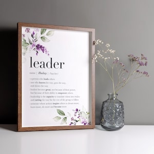 Personalized Boss Framed Gifts, Gifts for Leader Definition, Promotion Gifts for Boss Female, Thank you Boss Gift Retirement, Best Girl Boss
