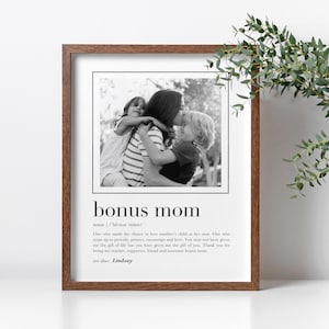 Personalized Bonus Mom Gift for Mom, FRAMED Birthday Gifts for Stepmom, Photo Gifts for Step Mom Wedding Gift, Mother’s Day Gift for Stepmom