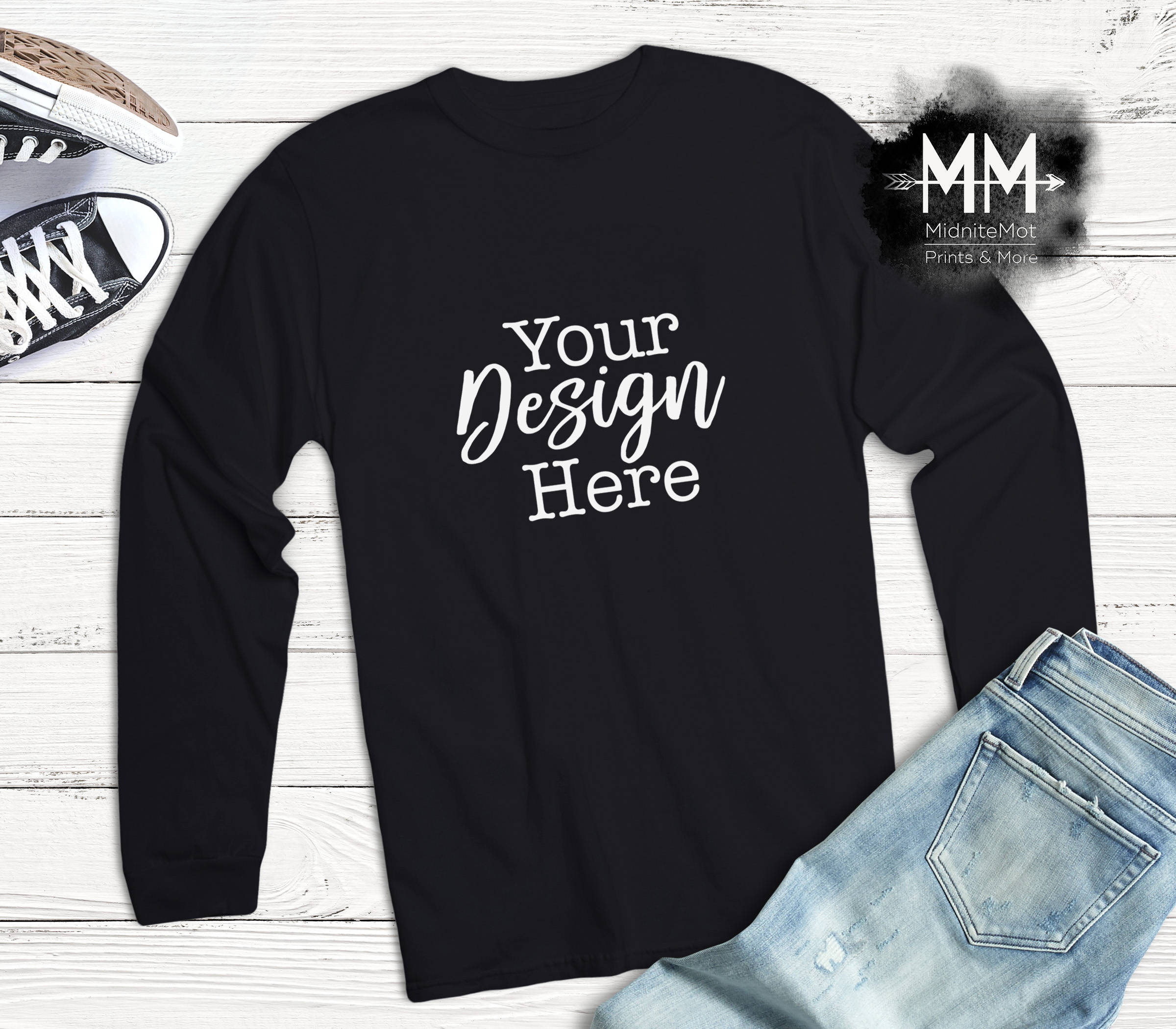 Download Black T-Shirt Mockup Black Shirt Flat Lay Display Long | Etsy