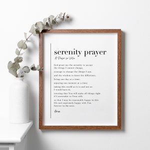 Serenity Prayer Print, Motivational Wall Decor, Church Office Decor, Nurse Wall Art, Gift for Nurse Gift for Chaplain Wall Art Inspirational