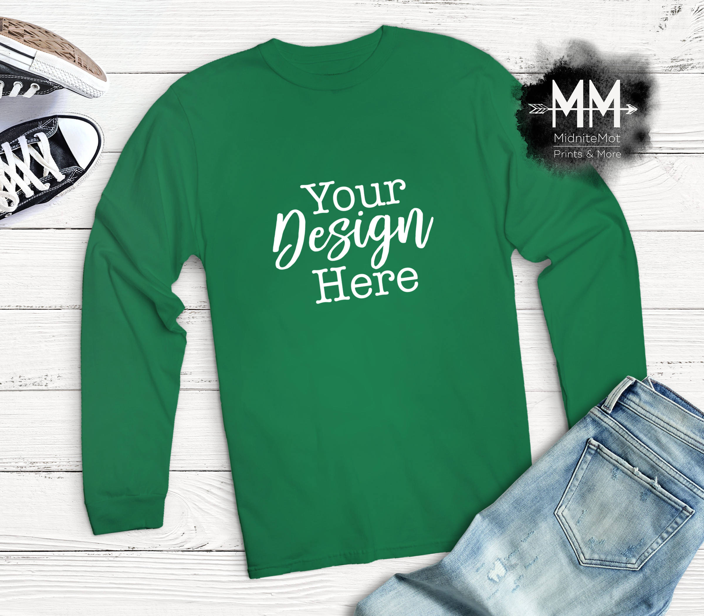 Green T-Shirt Mockup Green Shirt Flat Lay Display Long | Etsy