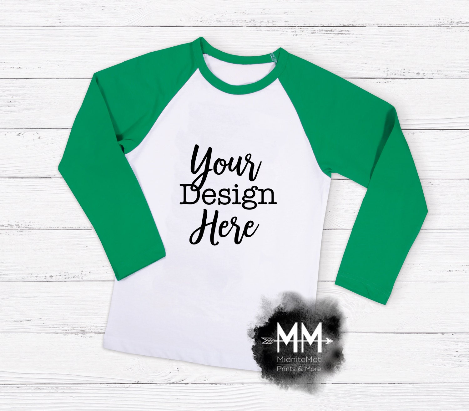 Download Raglan T-Shirt Mockup Green Sleeve Shirt Display Long ...