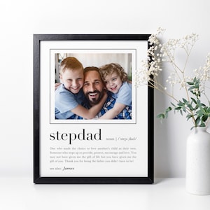 Gepersonaliseerd stiefvadercadeau, vaderdagcadeau voor stiefvader, aangepaste fotolijst stiefvader, stiefvadercadeau op trouwdag, stiefvader afdrukken
