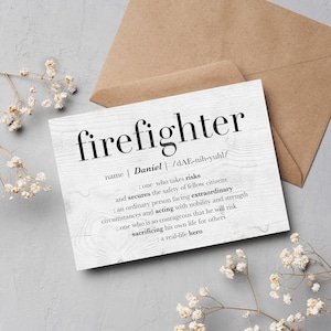 Personalized Firefighter Card, Gift for Firefighter, PRINTABLE Firefighter Thank You Card, Retirement Gift First Responder Appreciation Card