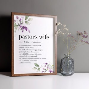 Definizione di moglie di pastore personalizzata stampabile DOWNLOAD DIGITALE, Idee regalo per mogli di pastori, Cartello del pastore per la casa, Pastore dei giovani, Leader della chiesa