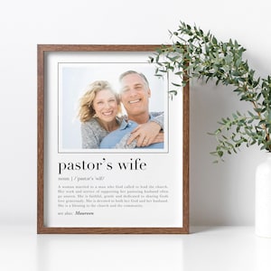 FRAMED Pastor&#39;s Wife Gift, Custom Photo and Definition Print for Pastors Wife, Christian Home Decor, Inspirational Gift for Ministry Wife