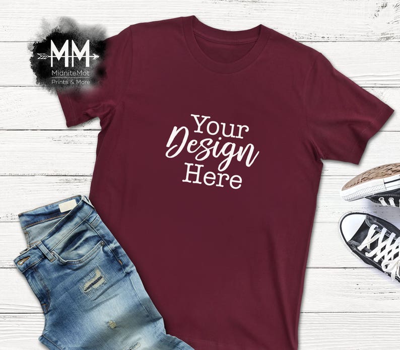 Download Maroon T-Shirt Mockup Burgundy Shirt Flat Lay Display ...
