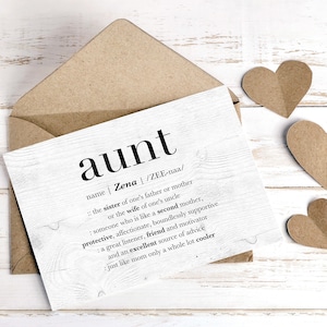 Personalisierte Geschenk für Tante, Tante Karte, Geschenk für Tante, Tante Geburtstagsgeschenk, benutzerdefinierte Tante Weihnachtsgeschenk für Frauen, Nichte Geschenk für Tante, Tante