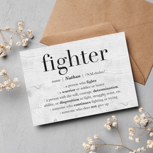 Personalisierte Ermutigungskarte, benutzerdefinierte Geburtstagskarte für Freund, Mädchen-Kämpfer-Karte, inspirierendes Zitat Krebs, Beat Cancer DRUCKBARE DOWNLOAD