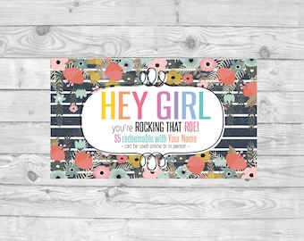 Gray Striped with Floral Caught You Roeing Card